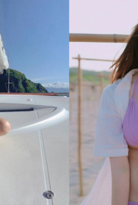 Beautiful scenery with beauties! The cute goddess “Yuan Yuan” came out of Turtle Mountain Island and showed off her I-shaped deep groove on Milk Lake.