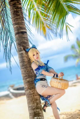 Genshin Impact Barbara and Qin swimsuit summer cos Momoko Aoi & Mrs. Tian