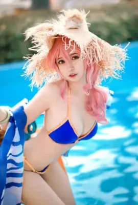 FGO Tamamo Mae swimsuit cos summer pool beautiful girl cn dead otaku girl Yu Yike