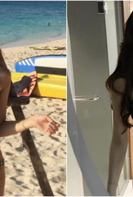 See the goddess again at the beach! The hot “bikini tit girl” loves to take selfies, and the entire screen is almost occupied by “two balls”!