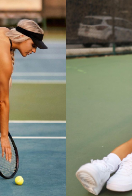 The beautiful tennis girl’s “big breasts e on stage” and her mid-length mini skirt blew… and her sexy butt was betrayed directly.