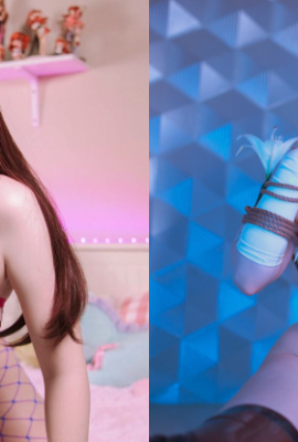 The scene of the cosplayer of the hot M-style girl being trained by rope artist is exposed, her innocent and cute face is begging for mercy, which makes people feel soft and distressed.