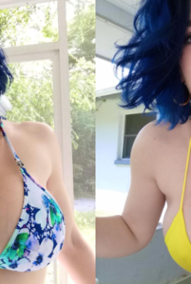 It’s so big that I can’t hold it! The busty girl shows off her brutality in a bikini that is so tight that it is about to explode, impacting her optic nerves