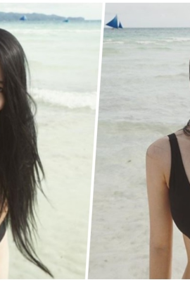 The hot girl’s beautiful breasts are “visually exploded” at the beach! The W-shaped breasts are so big that they are about to overflow!