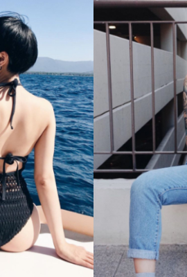 “Miya”, a beautiful girl with short hair studying abroad, has a skinny body and a super tight body, and she is showing off her “tight peach” to conquer the coastline!